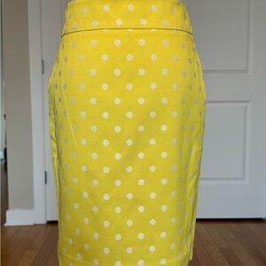 Ann Taylor Yellow Polka Dot Pencil Skirt